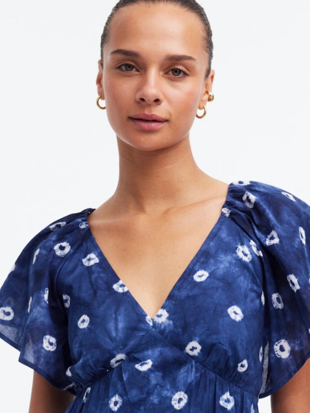 Flutter Sleeve Maxi Dress in Blue